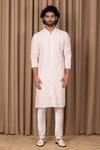 Ankit V Kapoor_Pink Georgette, Cotton Embroidery Umair Kurta Set _Online_at_Aza_Fashions