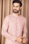 Ankit V Kapoor Pink Cotton, Silk Sequins Ranjha Embroidered Straight Kurta Set Online at Aza Fashions Ankit V Kapoor_Pink Cotton, Silk Sequins Ranjha Embroidered Straight Kurta Set _Online_at_Aza_Fashions