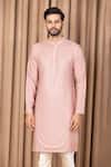 Buy Ankit V Kapoor Pink Cotton, Silk Sequins Ranjha Embroidered Straight Kurta Set Online at Aza Fashions Buy_Ankit V Kapoor_Pink Cotton, Silk Sequins Ranjha Embroidered Straight Kurta Set _Online_at_Aza_Fashions