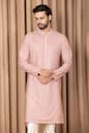 Shop Ankit V Kapoor Pink Cotton, Silk Sequins Ranjha Embroidered Straight Kurta Set Online at Aza Fashions Shop_Ankit V Kapoor_Pink Cotton, Silk Sequins Ranjha Embroidered Straight Kurta Set _Online_at_Aza_Fashions