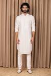 Ankit V Kapoor_Off White Georgette, Cotton Mirrors Yasir Embroidered Kurta Set_Online_at_Aza_Fashions