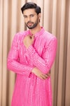 Buy_Ankit V Kapoor_Pink Pure Georgette Yasir Embroidered Kurta Set_Online_at_Aza_Fashions