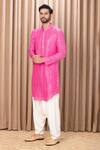 Shop_Ankit V Kapoor_Pink Pure Georgette Yasir Embroidered Kurta Set_Online_at_Aza_Fashions