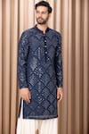 Buy_Ankit V Kapoor_Blue Pure Georgette Embroidered Mirror Work Rashid Kurta Set _Online_at_Aza_Fashions