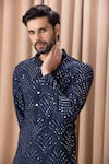 Ankit V Kapoor_Blue Pure Georgette Embroidered Mirror Work Rashid Kurta Set _at_Aza_Fashions