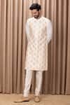 Ankit V Kapoor Ivory Cotton, Silk Embroidery Haider Kurta Set Online at Aza Fashions Ankit V Kapoor_Ivory Cotton, Silk Embroidery Haider Kurta Set _Online_at_Aza_Fashions