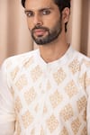 Shop Ankit V Kapoor Ivory Cotton, Silk Embroidery Haider Kurta Set Online at Aza Fashions Shop_Ankit V Kapoor_Ivory Cotton, Silk Embroidery Haider Kurta Set _Online_at_Aza_Fashions