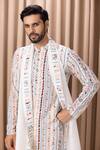 Shop_Ankit V Kapoor_Ivory Cotton And Silk Digital Print Floral Patterns Lakeer Kurta Set _Online_at_Aza_Fashions