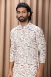 Shop_Ankit V Kapoor_Ivory Cotton And Silk Digital Print Animal Amaani Floral & Kurta Set _Online_at_Aza_Fashions