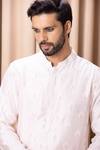 Buy_Ankit V Kapoor_Pink Cotton, Silk Embroidery Junaid Straight Floral Kurta Set_Online_at_Aza_Fashions