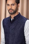 Shop_Ankit V Kapoor_Blue Georgette Embroidery Nehru Jacket With Thread Work _Online_at_Aza_Fashions