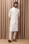 Buy_Ankit V Kapoor_Ivory Georgette, Twill Embroidery Paisley Nehru Jacket _Online_at_Aza_Fashions