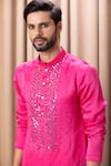 Shop_Ankit V Kapoor_Pink Cotton And Silk Embroidered Kian Yoke Kurta Set _Online_at_Aza_Fashions