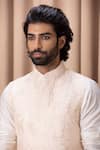 Shop_Ankit V Kapoor_Pink Cotton, Silk, Twill Embroidery, Sequins Thread Nehru Jacket _Online_at_Aza_Fashions