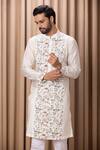 Buy Ankit V Kapoor Ivory Cotton, Silk Embroidery Amaani Botanical Print Straight Kurta Set Online at Aza Fashions Buy_Ankit V Kapoor_Ivory Cotton, Silk Embroidery Amaani Botanical Print Straight Kurta Set _Online_at_Aza_Fashions