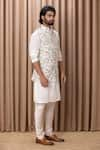 Shop_Ankit V Kapoor_Off White Cotton Silk Digital Print Floral Patterns Amaani Nehru Jacket _Online_at_Aza_Fashions