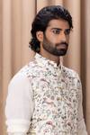 Buy_Ankit V Kapoor_Off White Cotton Silk Digital Print Floral Amaani Bundi And Kurta Set _Online_at_Aza_Fashions