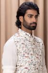 Buy_Ankit V Kapoor_Off White Cotton Silk Digital Print Floral Patterns Amaani Nehru Jacket _Online_at_Aza_Fashions