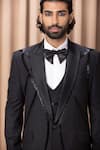 Ankit V Kapoor_Black Suiting Hand Embroidered Tuxedo Pant Set _at_Aza_Fashions