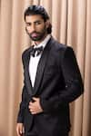 Buy_Ankit V Kapoor_Black Suiting Hand Embroidered Shawl Collar Tuxedo And Pant Set _Online_at_Aza_Fashions