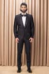 Buy_Ankit V Kapoor_Black Suiting Hand Embroidered Tuxedo And Pant Set _Online_at_Aza_Fashions