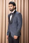 Ankit V Kapoor_Blue Suiting Hand Embroidered Tuxedo Set _Online_at_Aza_Fashions