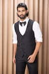 Ankit V Kapoor_Black Suiting Hand Embroidered Shawl Collar Tuxedo Set _Online_at_Aza_Fashions