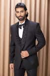 Shop_Ankit V Kapoor_Black Suiting Hand Embroidered Shawl Collar Tuxedo Set _Online_at_Aza_Fashions