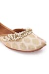 5elements_Off White Floral Zari Brocade Pearl Embellished Juttis _Online_at_Aza_Fashions