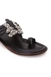 5elements_Black Leatherette Embellished Kolhapuris _Online_at_Aza_Fashions