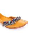 5 elements_Yellow Upper Ghungroo Embellished Juttis_Online_at_Aza_Fashions