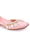 5elements_Pink Sea Shell Tassel Embellished Juttis _Online_at_Aza_Fashions