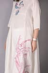 Shop_Tanu Malhotra_White Cotton, Linen Embroidery Round Neck Placed Bird Pattern Tunic And Pant Set _Online_at_Aza_Fashions
