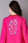 Shop_Tanu Malhotra_Pink Cotton Linen Embroidered Abstract Placed Face Tunic With Pant  _Online_at_Aza_Fashions