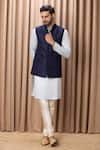 Ankit V Kapoor_Blue Georgette Embroidery Nehru Jacket With Thread Work _Online_at_Aza_Fashions