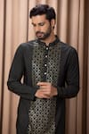 Buy_Ankit V Kapoor_Green Pure Georgette And Cotton Silk Embroidered Ranjha Jacket With Kurta Set 