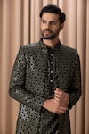 Ankit V Kapoor_Green Pure Georgette And Cotton Silk Embroidered Ranjha Jacket With Kurta Set _Online