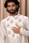 Shop_Ankit V Kapoor_Off White Cotton, Silk Embroidery Noor Floral Print Jacket And Kurta Set _Online_at_Aza_Fashions