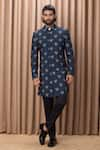 Ankit V Kapoor_Blue Cotton And Silk Digital Print Floral Noor Jacket Kurta With Trouser Set _Online_at_Aza_Fashions