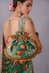 Buy_Torani_Green Embroidery, Tassels Panna Nilofer Makhmal Potli  _at_Aza_Fashions