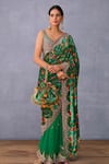 Torani_Green Embroidery, Tassels Panna Nilofer Makhmal Potli  _Online_at_Aza_Fashions