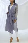 Buy_Archana Rao_Purple Lapel Collar Embellished Long Jacket  _at_Aza_Fashions