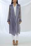 Archana Rao_Purple Lapel Collar Embellished Long Jacket  _at_Aza_Fashions