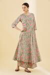 Buy_Aryavir Malhotra_Brown Pure Muslin Floral Print Kurta Palazzo Set_Online_at_Aza_Fashions