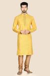 Buy_Aryavir Malhotra_Yellow Kurta Santom  Churidar Dupion Embroidered Set_at_Aza_Fashions