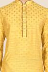 Aryavir Malhotra_Yellow Kurta Santom  Churidar Dupion Embroidered Set_at_Aza_Fashions