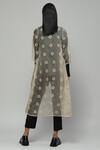 Shop_ABRAHAM AND THAKORE_Beige Silk Organza Embroidered Sequin Work V Neck Jacket _at_Aza_Fashions