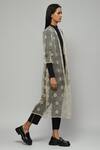 Buy_ABRAHAM AND THAKORE_Beige Silk Organza Embroidered Sequin Work V Neck Jacket _Online_at_Aza_Fashions