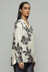 Abraham & Thakore_Beige Tussar Silk Stone Embellished Shirt_Online_at_Aza_Fashions