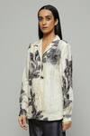 Buy_Abraham & Thakore_Beige Tussar Silk Stone Embellished Shirt_Online_at_Aza_Fashions
